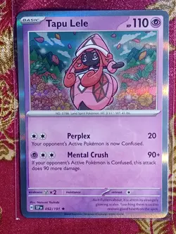 HOLOGRAM Foil rare Tapu Lele 092/191 Surging Sparks Pokemon Card - Image 1