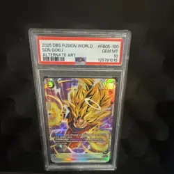 Bandai Dragon Ball Super Card Game Son Goku FB05-100 Alternate Art Foil PSA 10 - Image 1
