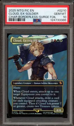 Magic MTG Cloud Ex-Soldier CHAR Borderless Surge Foil #0210 PSA 10 Gem Mint - Image 1