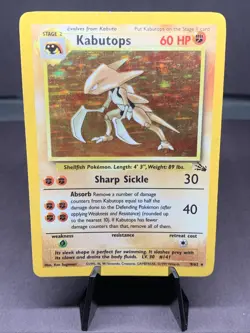 Pokemon TCG Kabutops 9/62 Fossil Holo Rare Unlimited VTG WOTC 1999 MP- - Image 1