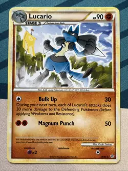 Pokemon Card - Lucario - Regular Rare (19/95) HGSS Unleashed NM - Image 1