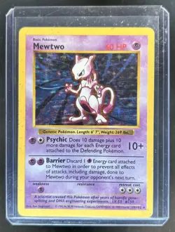 1999 Pokemon Shadowless Mewtwo Holo #10/102 - Image 1