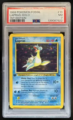 1999 Pokemon Fossil 1st Edition Lapras #10/62 PSA 7 - Image 1