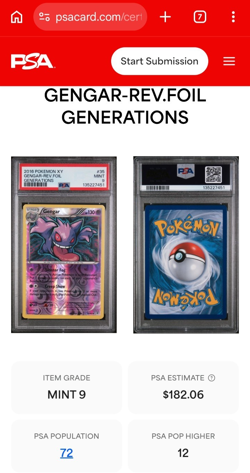 Gengar 35/83 Reverse Holo Rare Generations XY 2016 Pokemon PSA 9 - Image 4