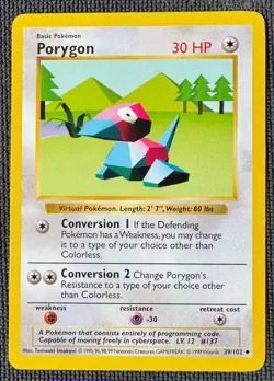 PORYGON 39/102 UNCOMMON BASE SET POKEMON SHADOWLESS MP - Image 1