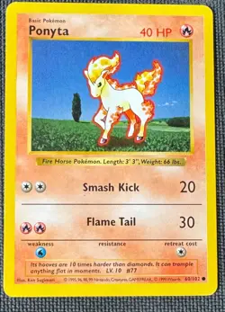 PONYTA 60/102 COMMON BASE SET SHADOWLESS POKEMON MP - Image 1