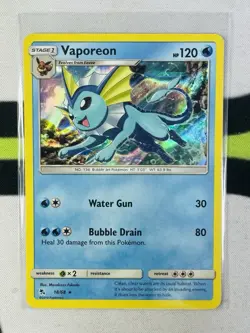 VAPOREON POKEMON 18/68 2019 SUN & MOON HIDDEN FATES ENGLISH HOLO - Image 1