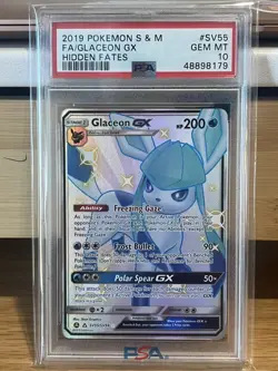 Pokemon SM Hidden Fates Shiny Vault Glaceon GX Full Art SV55/SV94 PSA 10 - Image 1