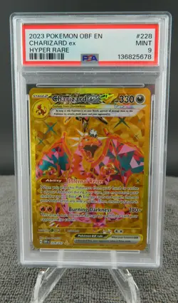 2023 Pokemon Obsidian Flames Charizard ex Hyper Rare Gold PSA 9 Mint #228 HOT - Image 1