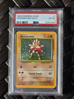 1999 POKEMON BASE SET UNLIMITED #7 HITMONCHAN-HOLO PSA 6 - Image 1