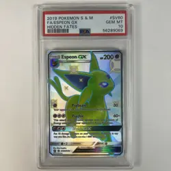 2019 POKEMON SUN & MOON HIDDEN FATES #SV60 FULL ART/ESPEON GX PSA 10 - Image 1