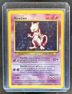 1999 Pokemon Unlimited Mewtwo Rare Holo #10/102 - Image 1