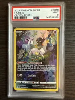 Mew GG10/GG70 Full Art 2023 Pokemon SWSH Crown Zenith PSA 9 Mint - Image 1