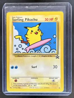 1999 Pokemon Wizards Black Star Promos Surfing Pikachu #28 - Image 1