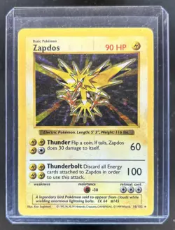 1999 Pokemon Shadowless Zapdos Holo #16/102 - Image 1