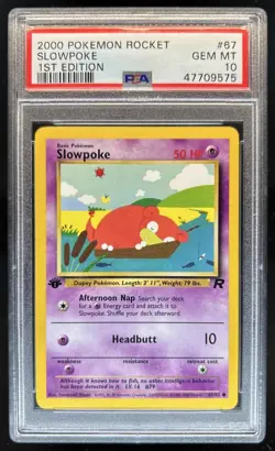 2000 Pokemon Team Rocket First Edition Slowpoke #67/82 PSA 10 GEM MINT - Image 1