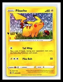 ⚡ Pokemon 2021 TCG Pikachu Sequin Holo Promo SWSH039 25th Celebrations Rare - Image 1
