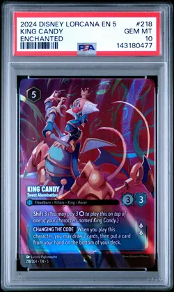 2024 DISNEY LORCANA EN 5-SHIMMERING SKIES KING CANDY - SWEET ABOMINATION PSA 10 - Image 1