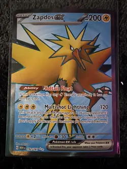 Pokemon TCG Zapdos EX Full Art Ultra Rare Holo Card 192/165 Scarlet & Violet 151 - Image 1