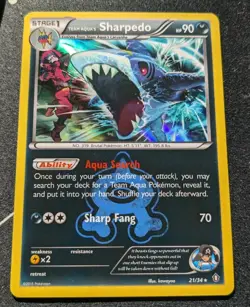 Team Aqua's Sharpedo 21/34 Holo Rare Pokemon Card Pokemon TCG XY Double Crisis - Image 2