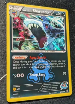 Team Aqua's Sharpedo 21/34 Holo Rare Pokemon Card Pokemon TCG XY Double Crisis - Image 3