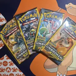 Pokemon TCG Sun & Moon Unbroken Bonds 3 Card Boaster Pack Sealed Art Set 4 Packs - Image 1
