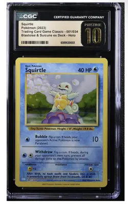 CGC Pristine 10 Squirtle 001/034 Pokemon TCG Classic Holo Card - Image 1