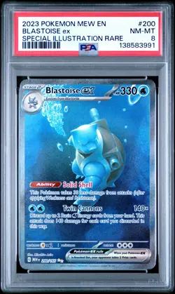 2023 POKEMON MEW EN-151 SPECIAL ILLUSTRATION RARE #200 BLASTOISE EX PSA 8 - Image 1