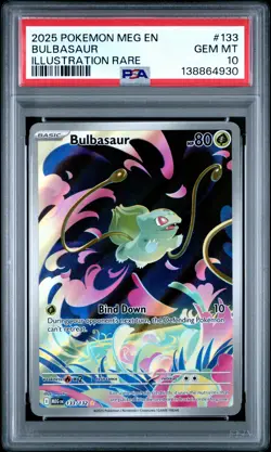 2025 POKEMON MEG EN-MEGA EVOLUTION ILLUSTRATION RARE #133 BULBASAUR PSA 10 - Image 1