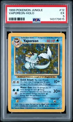 1999 POKEMON JUNGLE #12 VAPOREON-HOLO PSA 5 - Image 1