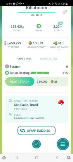 Pokemon Go Shiny Rillaboom ( XXL) ( Max CP ) - Image 2