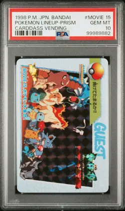 1998 POKEMON JPN BANDAI CARDDASS VENDING #MOVIE 15 POKEMON LINEUP-PRISM PSA 10 - Image 1