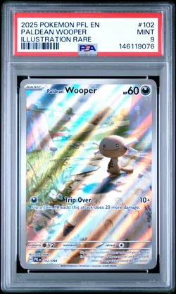 2025 POKEMON PHANTASMAL FLAMES ILLUSTRATION RARE #102 PALDEAN WOOPER PSA 9 - Image 1