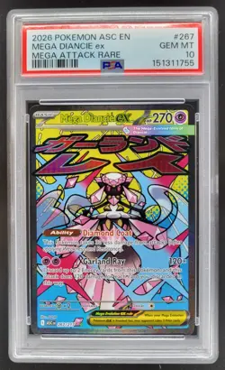 2026 Pokemon Ascended Heroes Mega Diancie ex 267/217 Mega Attack Rare PSA 10 AL2 - Image 1