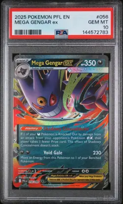 2025 POKEMON PFL EN-PHANTASMAL FLAMES #056 MEGA GENGAR EX PSA 10 - Image 1
