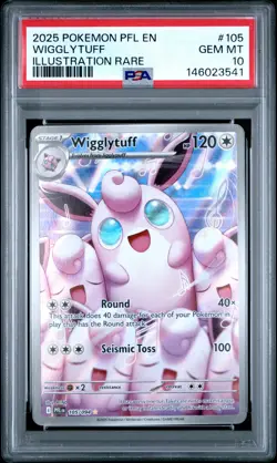 2025 POKEMON PFL EN-PHANTASMAL FLAMES ILLUSTRATION RARE #105 WIGGLYTUFF PSA 10 - Image 1