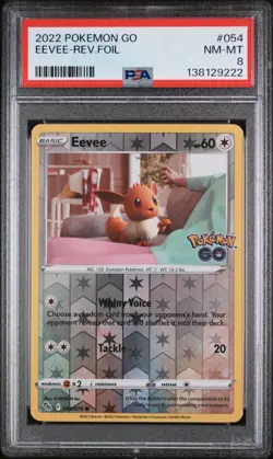 2022 POKEMON GO #054 EEVEE-REVERSE FOIL PSA 8 - Image 1
