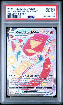 2021 POKEMON SWORD & SHIELD SHINING FATES FULL ART/CENTISKORCH VMAX PSA 10 - Image 1