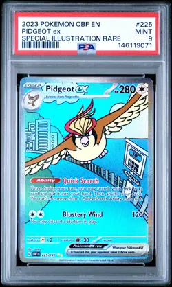 2023 POKEMON OBF EN-OBSIDIAN FLAMES SPECIAL ILLUSTRATION RARE PIDGEOT EX PSA 9 - Image 1