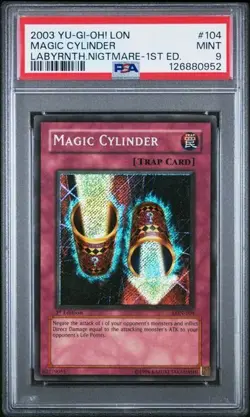 Magic Cylinder *PSA 9* 1st Edition * Secret Rare HOLO BLEED *LON-104*2003*Yugioh - Image 1