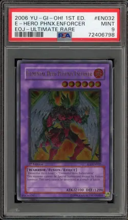 Yu-Gi-Oh! Elemental Hero Phoenix Enforcer 1st Ed Ultimate Rare EOJ-EN032 PSA 9 - Image 1
