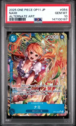 2025 ONE PIECE JPN OP11-A FIST OF DIVINE SPEED ALTERNATE ART #054 NAMI PSA 10 - Image 1