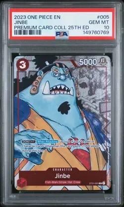 2023 ONE PIECE PREMIUM BANDAI CARD COLLECTION 25TH EDITION #005 JINBE PSA 10 - Image 1