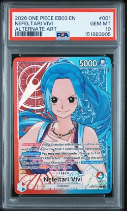 2026 ONE PIECE EB03-HEROINES EDITION ALTERNATE ART NEFELTARI VIVI PSA 10 - Image 1