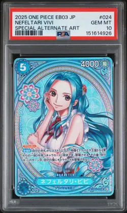 2025 ONE PIECE JAPANESE EB03-SPECIAL ALTERNATE ART #024 NEFELTARI VIVI PSA 10 - Image 1