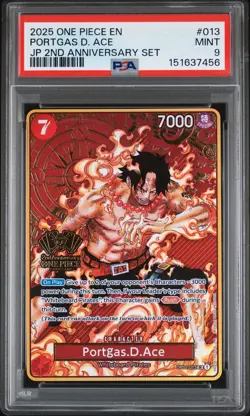 2025 ONE PIECE JAPANESE 2ND ANNIVERSARY SET #013 PORTGAS D. ACE PSA 9 - Image 1