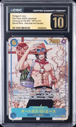 2025 ONE PIECE JPN CARRYING ON HIS WILL ALT ART PORTGAS D. ACE CGC 10 PRISTINE - Image 1