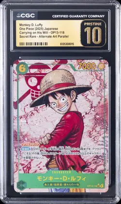 2025 ONE PIECE JPN CARRYING ON HIS WILL ALT ART MONKEY D. LUFFY CGC 10 PRISTINE - Image 1