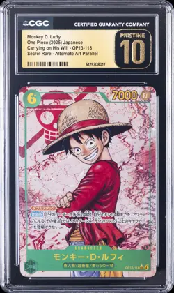 2025 ONE PIECE JPN CARRYING ON HIS WILL ALT ART MONKEY D. LUFFY CGC 10 PRISTINE - Image 1
