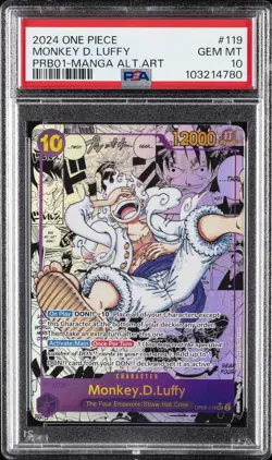 2024 ONE PIECE PRB01-PREMIUM BOOSTER MANGA ALT ART #119 MONKEY D. LUFFY PSA 10 - Image 1
